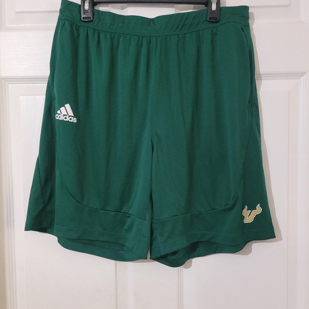 Men Size XL Adidas Green Athletic University Of South Florida Shorts NCAA